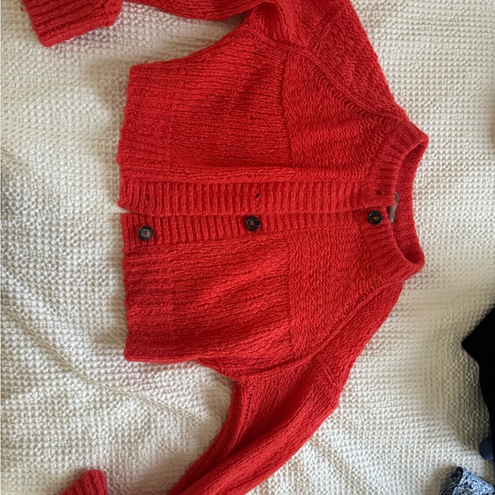 Everlane Vibrant Orange Merino and Alpaca Blend Cardigan Sweater